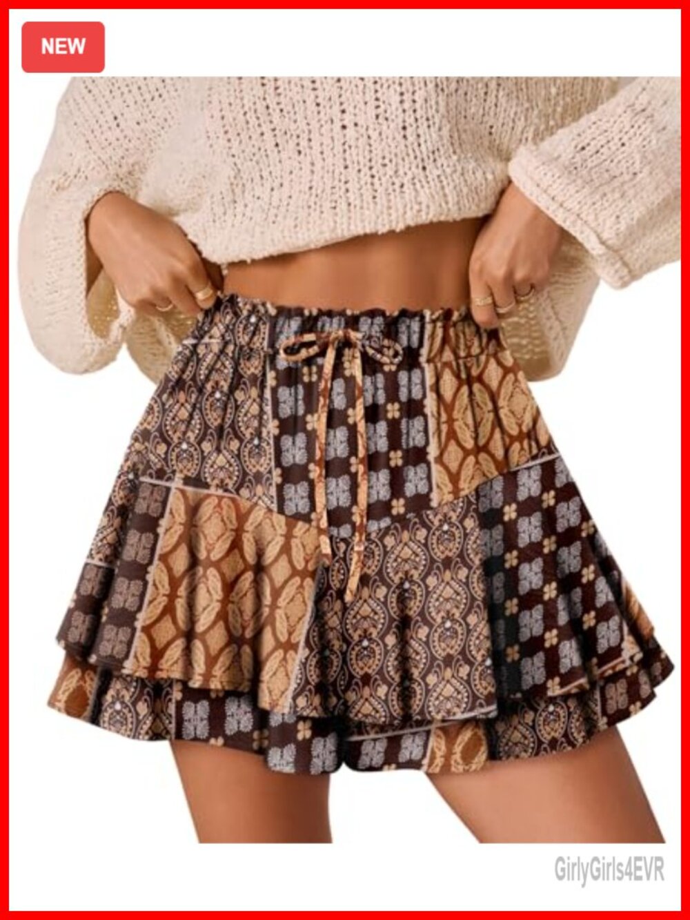 Skorts for Women Mini Skirt Ruffle Flowy Summer Beach Shorts